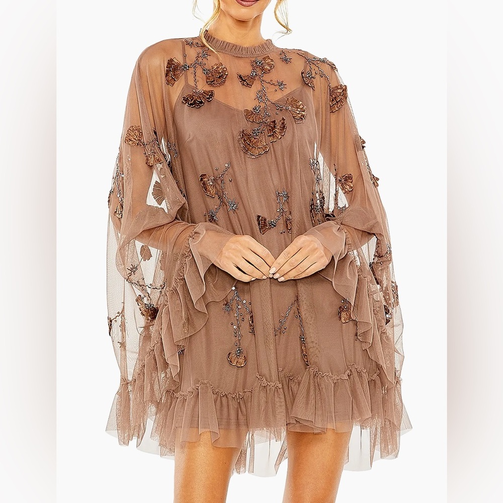 Mac Embellished Mesh A-Line Minidress